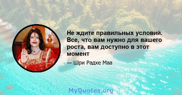 Не ждите правильных условий. Все, что вам нужно для вашего роста, вам доступно в этот момент