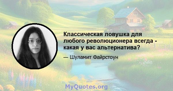 Классическая ловушка для любого революционера всегда - какая у вас альтернатива?