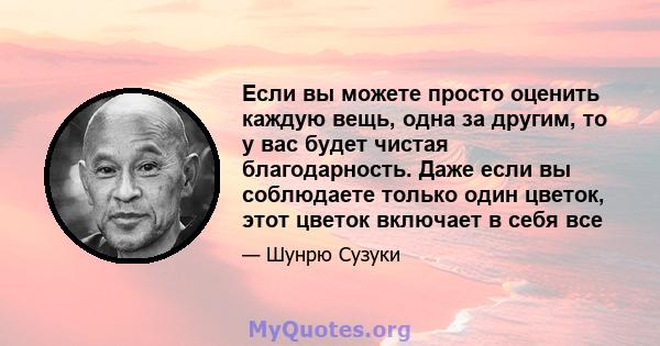 Если вы можете просто оценить каждую вещь, одна за другим, то у вас будет чистая благодарность. Даже если вы соблюдаете только один цветок, этот цветок включает в себя все