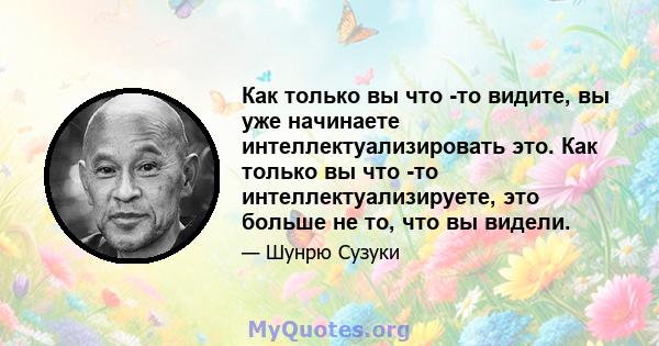 Как только вы что -то видите, вы уже начинаете интеллектуализировать это. Как только вы что -то интеллектуализируете, это больше не то, что вы видели.