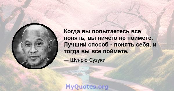 Когда вы попытаетесь все понять, вы ничего не поймете. Лучший способ - понять себя, и тогда вы все поймете.