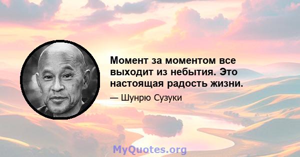 Момент за моментом все выходит из небытия. Это настоящая радость жизни.