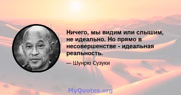 Ничего, мы видим или слышим, не идеально. Но прямо в несовершенстве - идеальная реальность.