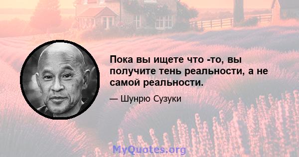 Пока вы ищете что -то, вы получите тень реальности, а не самой реальности.