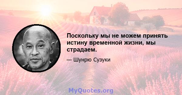 Поскольку мы не можем принять истину временной жизни, мы страдаем.