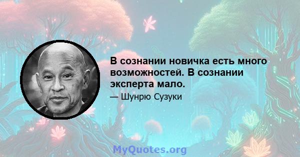 В сознании новичка есть много возможностей. В сознании эксперта мало.