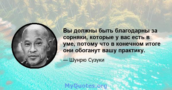 Вы должны быть благодарны за сорняки, которые у вас есть в уме, потому что в конечном итоге они обоганут вашу практику.