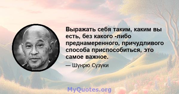 Выражать себя таким, каким вы есть, без какого -либо преднамеренного, причудливого способа приспособиться, это самое важное.