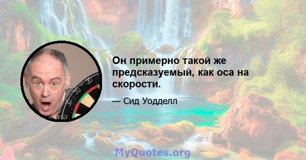 Он примерно такой же предсказуемый, как оса на скорости.