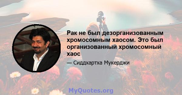 Рак не был дезорганизованным хромосомным хаосом. Это был организованный хромосомный хаос