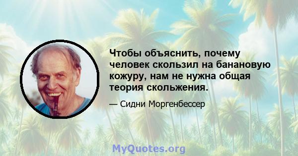 Чтобы объяснить, почему человек скользил на банановую кожуру, нам не нужна общая теория скольжения.