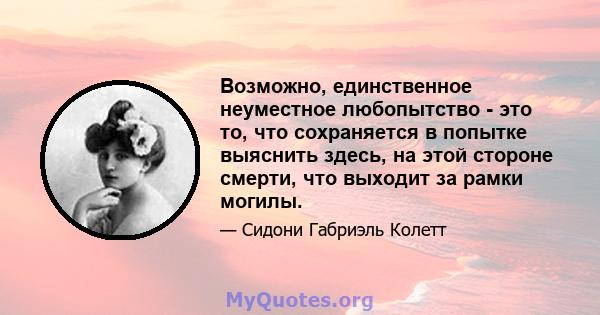 Возможно, единственное неуместное любопытство - это то, что сохраняется в попытке выяснить здесь, на этой стороне смерти, что выходит за рамки могилы.