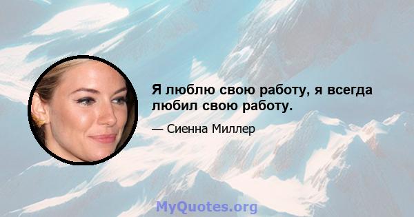 Я люблю свою работу, я всегда любил свою работу.