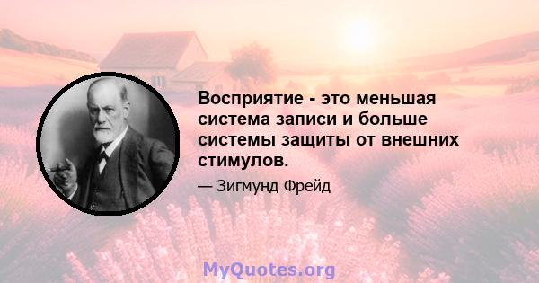 Восприятие - это меньшая система записи и больше системы защиты от внешних стимулов.