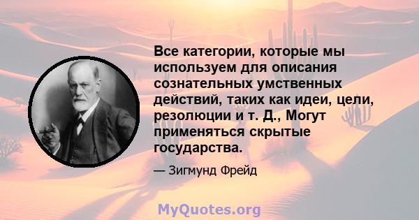 Все категории, которые мы используем для описания сознательных умственных действий, таких как идеи, цели, резолюции и т. Д., Могут применяться скрытые государства.