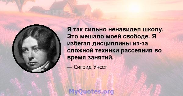 Я так сильно ненавидел школу. Это мешало моей свободе. Я избегал дисциплины из-за сложной техники рассеяния во время занятий.