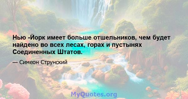 Нью -Йорк имеет больше отшельников, чем будет найдено во всех лесах, горах и пустынях Соединенных Штатов.