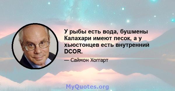 У рыбы есть вода, бушмены Калахари имеют песок, а у хьюстонцев есть внутренний DCOR.