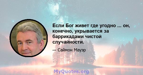 Если Бог живет где угодно ... он, конечно, укрывается за баррикадами чистой случайности.