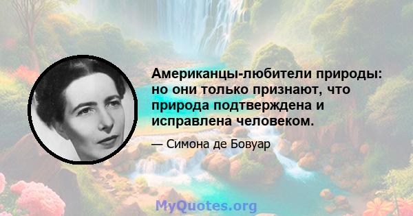 Американцы-любители природы: но они только признают, что природа подтверждена и исправлена ​​человеком.