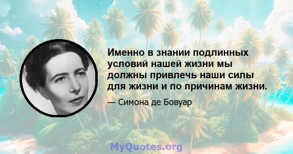 Именно в знании подлинных условий нашей жизни мы должны привлечь наши силы для жизни и по причинам жизни.