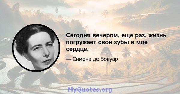 Сегодня вечером, еще раз, жизнь погружает свои зубы в мое сердце.