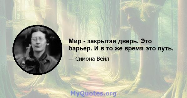 Мир - закрытая дверь. Это барьер. И в то же время это путь.