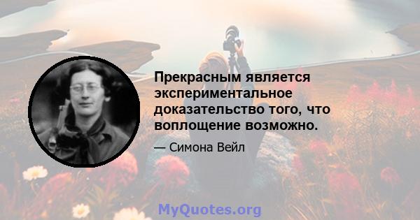 Прекрасным является экспериментальное доказательство того, что воплощение возможно.