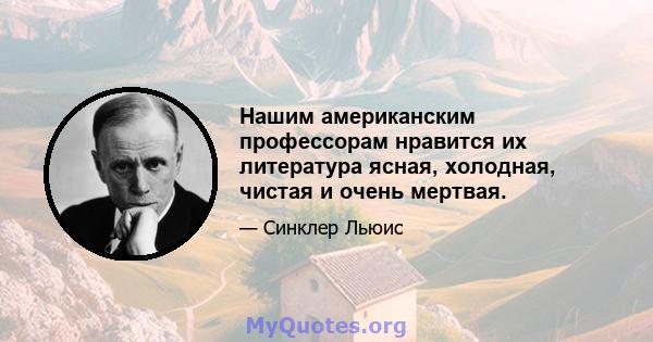 Нашим американским профессорам нравится их литература ясная, холодная, чистая и очень мертвая.