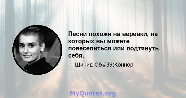 Песни похожи на веревки, на которых вы можете повеселиться или подтянуть себя.