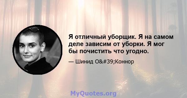 Я отличный уборщик. Я на самом деле зависим от уборки. Я мог бы почистить что угодно.