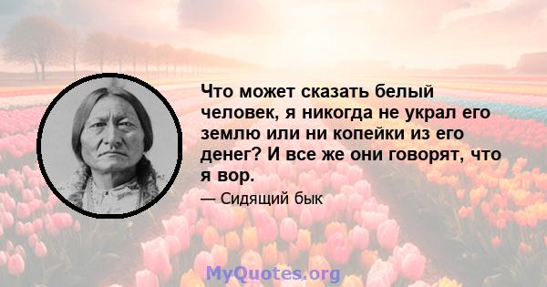 Что может сказать белый человек, я никогда не украл его землю или ни копейки из его денег? И все же они говорят, что я вор.