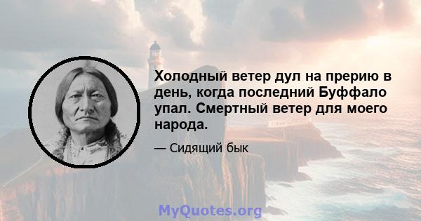 Холодный ветер дул на прерию в день, когда последний Буффало упал. Смертный ветер для моего народа.