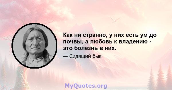 Как ни странно, у них есть ум до почвы, а любовь к владению - это болезнь в них.