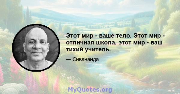 Этот мир - ваше тело. Этот мир - отличная школа, этот мир - ваш тихий учитель.