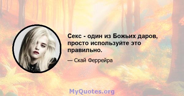 Секс - один из Божьих даров, просто используйте это правильно.