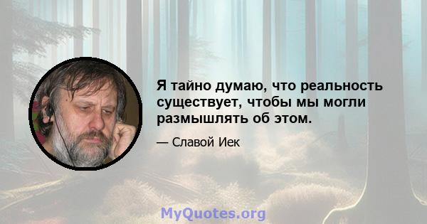 Я тайно думаю, что реальность существует, чтобы мы могли размышлять об этом.