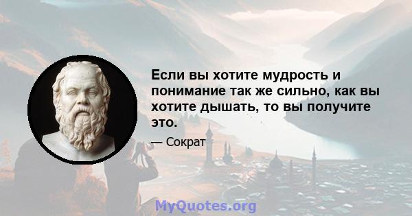 Если вы хотите мудрость и понимание так же сильно, как вы хотите дышать, то вы получите это.