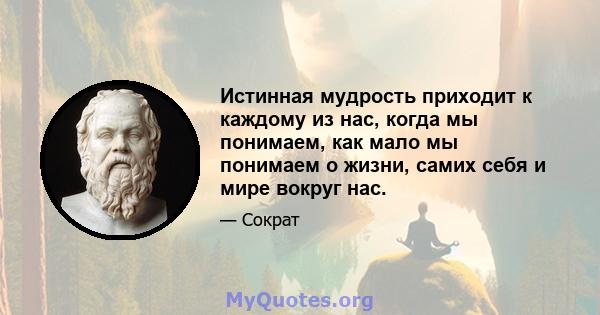 Истинная мудрость приходит к каждому из нас, когда мы понимаем, как мало мы понимаем о жизни, самих себя и мире вокруг нас.