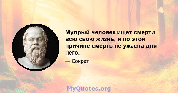 Мудрый человек ищет смерти всю свою жизнь, и по этой причине смерть не ужасна для него.