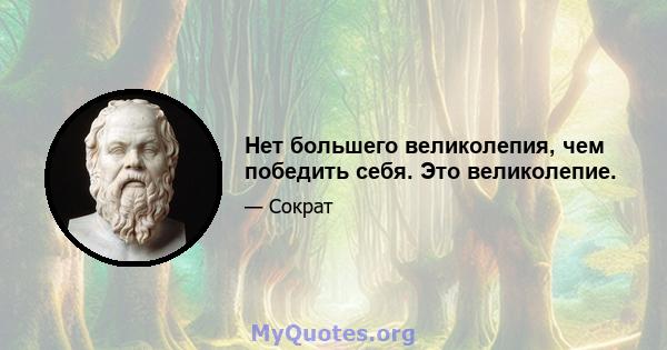 Нет большего великолепия, чем победить себя. Это великолепие.