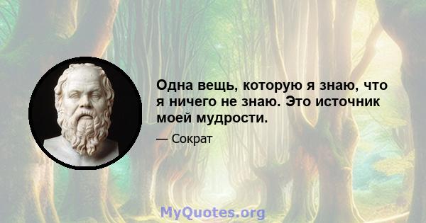 Одна вещь, которую я знаю, что я ничего не знаю. Это источник моей мудрости.