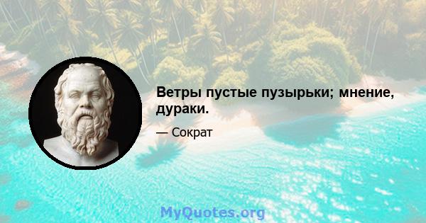 Ветры пустые пузырьки; мнение, дураки.