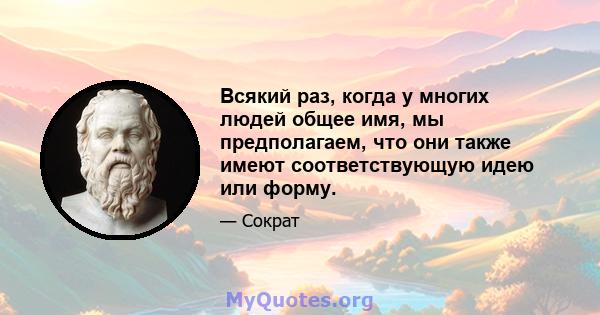 Всякий раз, когда у многих людей общее имя, мы предполагаем, что они также имеют соответствующую идею или форму.