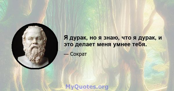 Я дурак, но я знаю, что я дурак, и это делает меня умнее тебя.