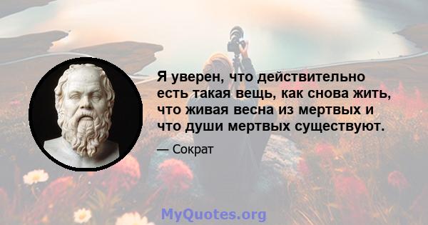 Я уверен, что действительно есть такая вещь, как снова жить, что живая весна из мертвых и что души мертвых существуют.