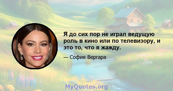 Я до сих пор не играл ведущую роль в кино или по телевизору, и это то, что я жажду.