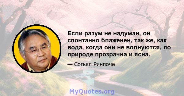 Если разум не надуман, он спонтанно блаженен, так же, как вода, когда они не волнуются, по природе прозрачна и ясна.