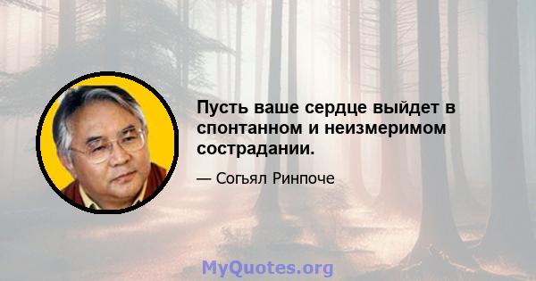 Пусть ваше сердце выйдет в спонтанном и неизмеримом сострадании.