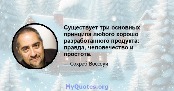 Существует три основных принципа любого хорошо разработанного продукта: правда, человечество и простота.